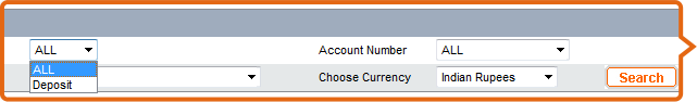 Query by Account type, account nickname, account numbers and currency